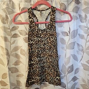 Heart & Hips Cheetah Leopard Print Long Racer back Tank Top Size Small Excellent
